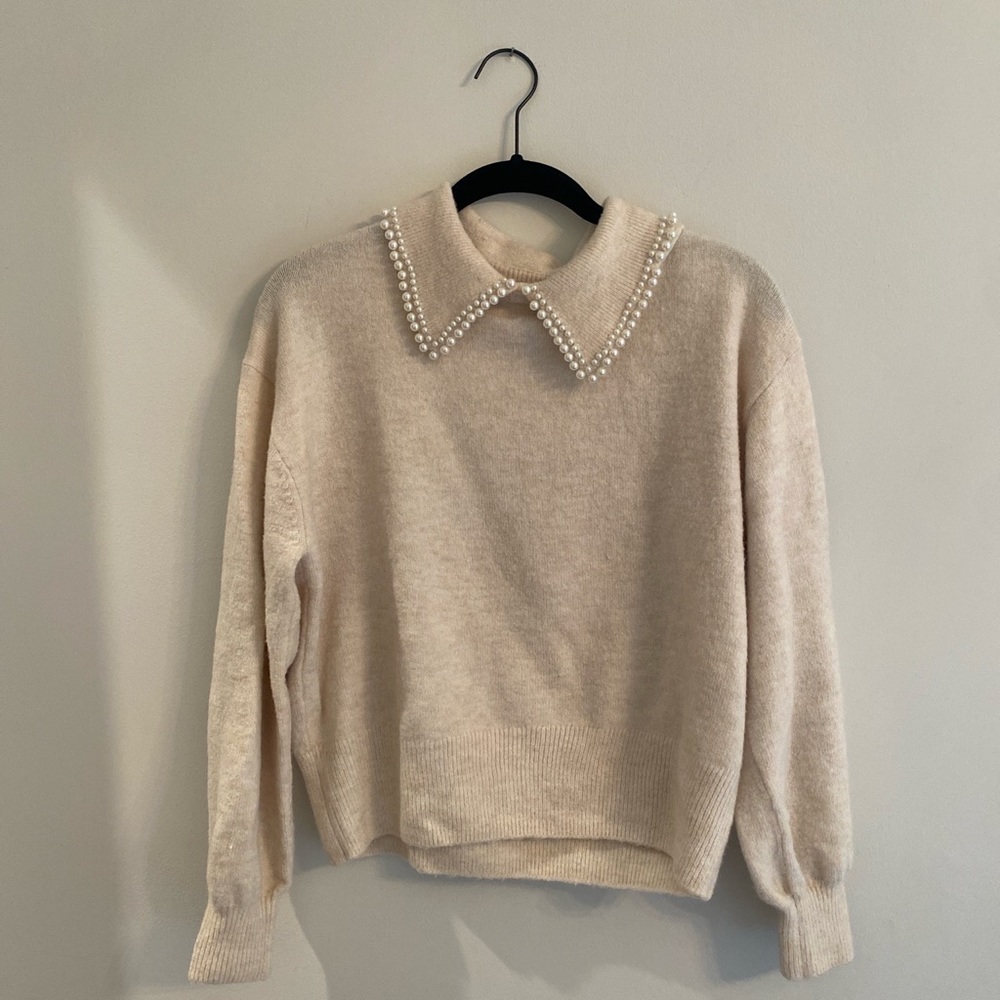 H&M Cream Pearl Collard Sweater